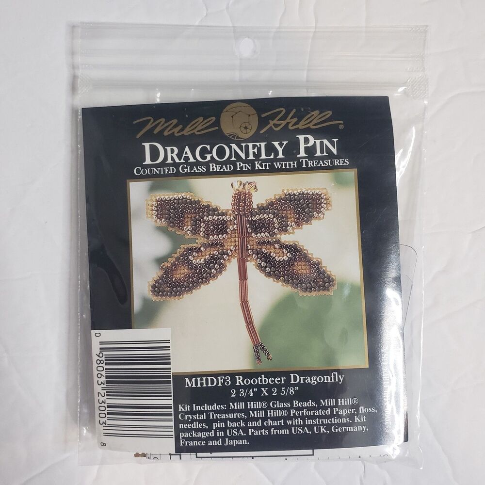 MILL HILL Rootbeer Dragonfly Pin MHDF3 Counted Glass Bead Cross Stitch Kit NEW